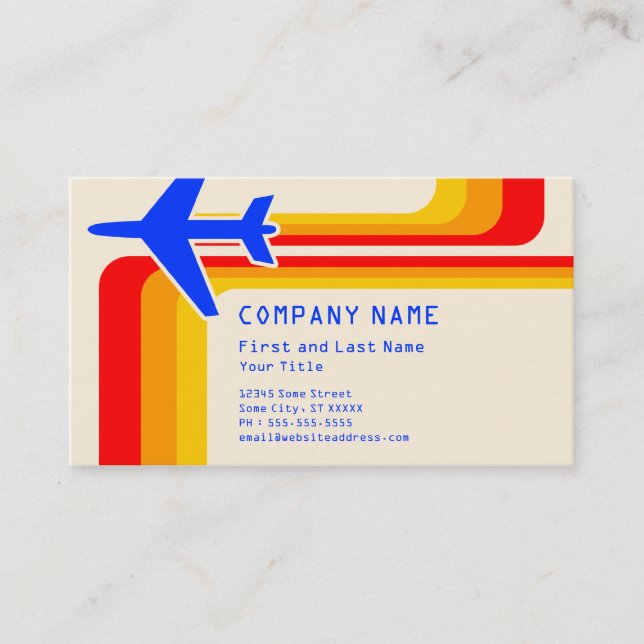 retro stripes travel business card (Front)