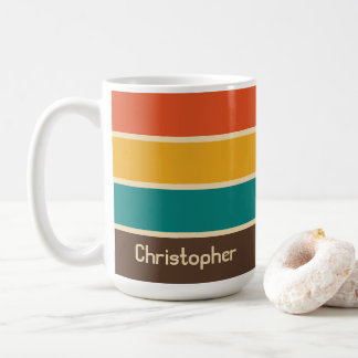 Retro Stripes Vintage Colour Teal Orange Brown Nam Coffee Mug