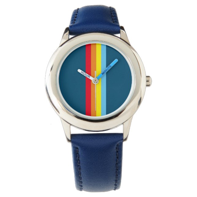 Retro Stripes Watch (Navy Blue Multi) (Front)