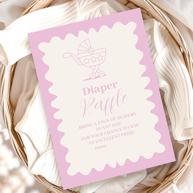 Retro Stroller Sketch Doodle Diapper Raffle  Enclosure Card (Creator Uploaded)