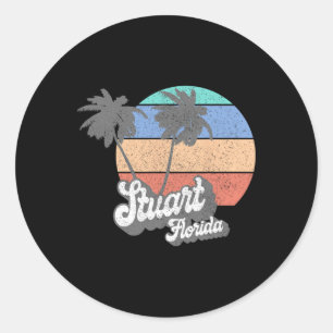 Retro Stuart Florida Fl Vintage Beach Surf For Men Classic Round Sticker