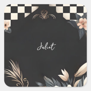 Retro Studio Creative Illustrated Bridal Shower Square Sticker