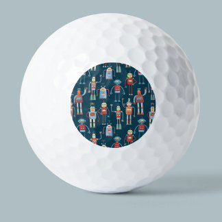Retro Style 1950s Robots Golf Balls