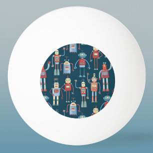 Retro Style 1950s Robots Ping Pong Ball