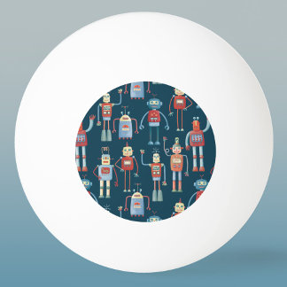 Retro Style 1950s Robots Ping Pong Ball