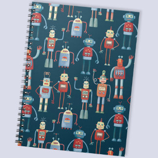 Retro Style 1950s Vintage Robots Notebook