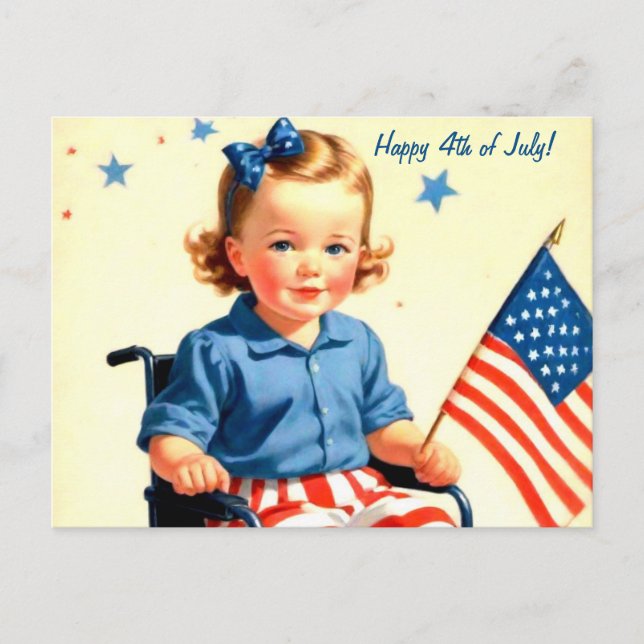 Retro Style 4th of July Postcard (Front)