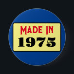 Retro style 50th birthday badge 1975<br><div class="desc">This is a really nice stylish design for a birthday pin badge.</div>