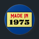 Retro style 50th birthday badge 1975<br><div class="desc">This is a really nice stylish design for a birthday pin badge.</div>
