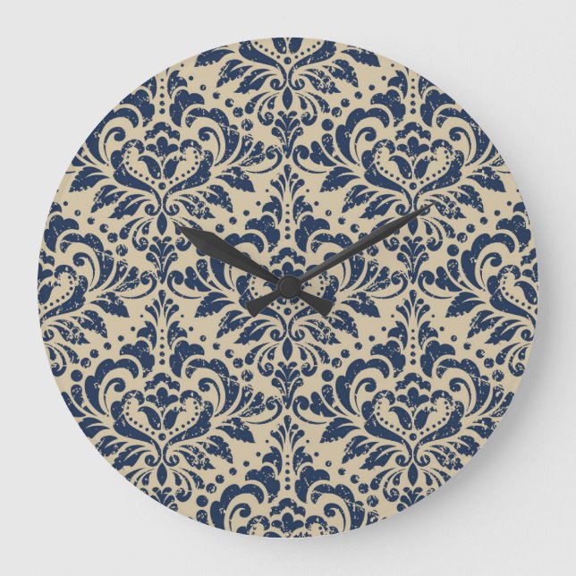Retro Style: Abstract Floral Seamless Large Clock (Front)
