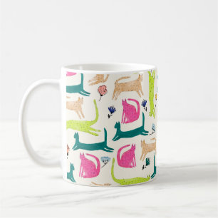 Retro style abstract flower and cat illustration s coffee mug
