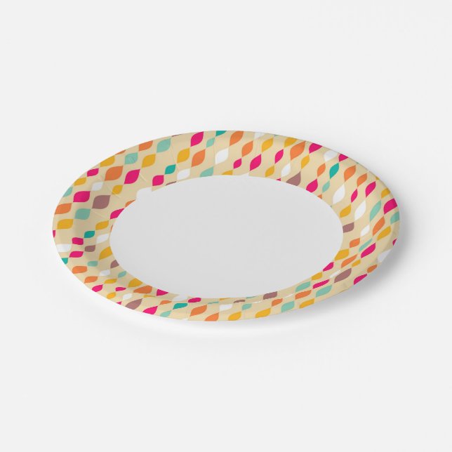 Retro style abstract pattern paper plate (Angled)
