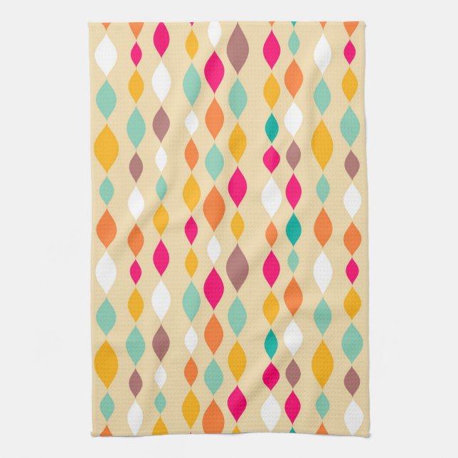 Retro style abstract pattern tea towel (Vertical)