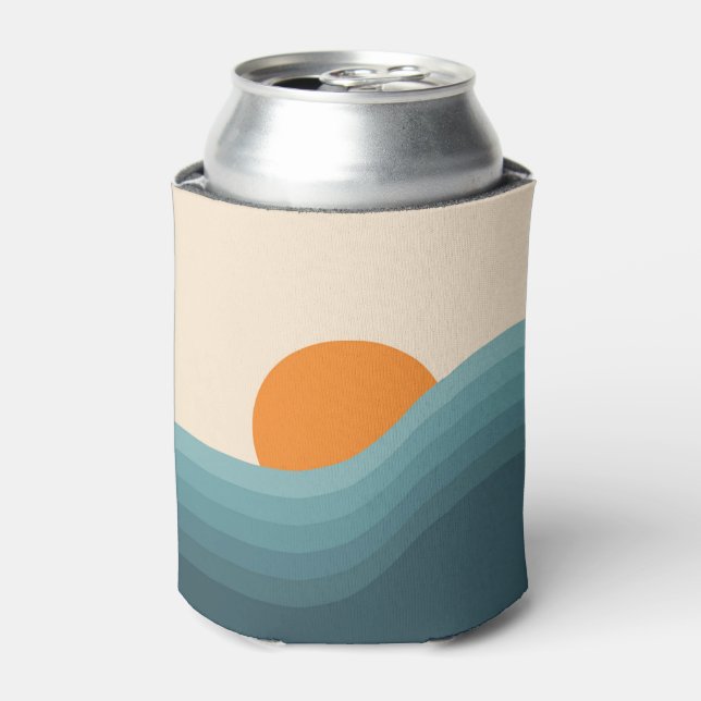 Retro style abstract sunset landscape can cooler (Can Front)