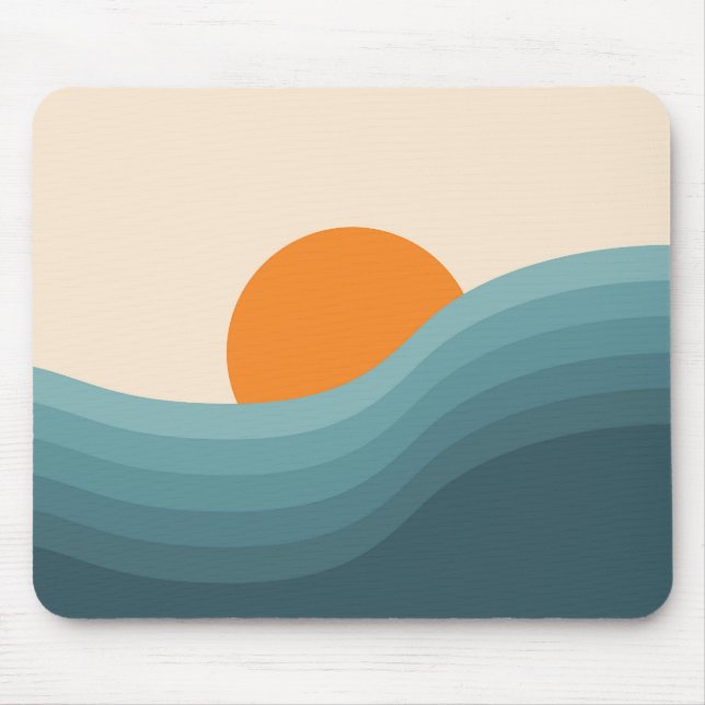 Retro style abstract sunset landscape mouse mat (Front)