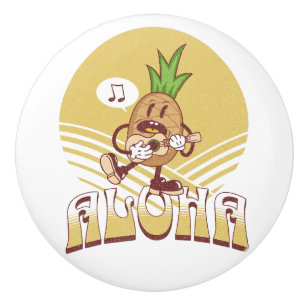 Retro style "Aloha" text design  Ceramic Knob