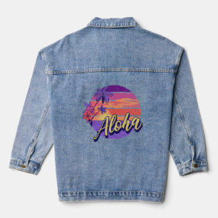 Retro style "Aloha" text design Denim Jacket