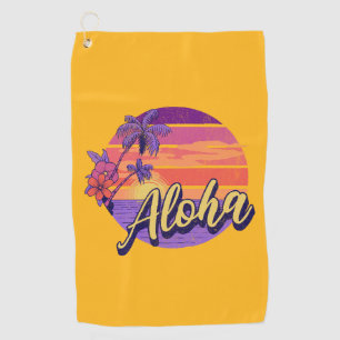 Retro style "Aloha" text design Golf Towel