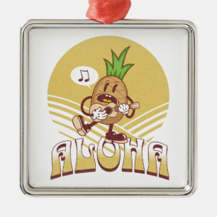 Retro style "Aloha" text design Metal Tree Decoration