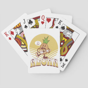 Retro style "Aloha" text design Playing Cards