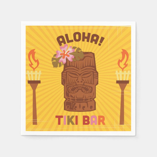 Retro Style Aloha Tiki Bar Napkin (Front)
