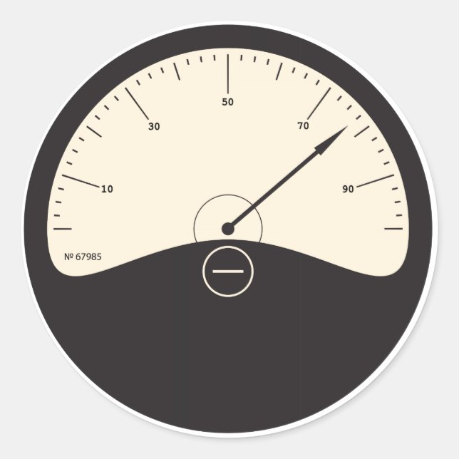 retro style analogue metre dial classic round sticker (Front)