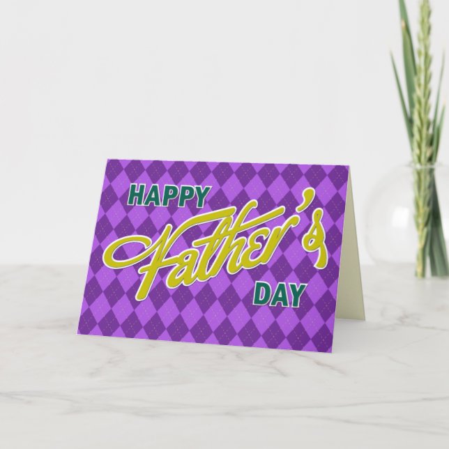 Retro Style Argyle Happy Father's Day Card (Front)