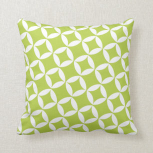 Retro Style Atomic Star Pattern in Lime Green Cushion