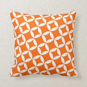 Retro Style Atomic Star Pattern in Orange Cushion