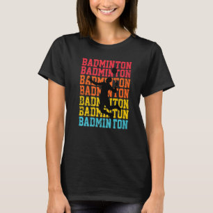 Retro Style Badminton Player Shuttlecock Birdie T-Shirt