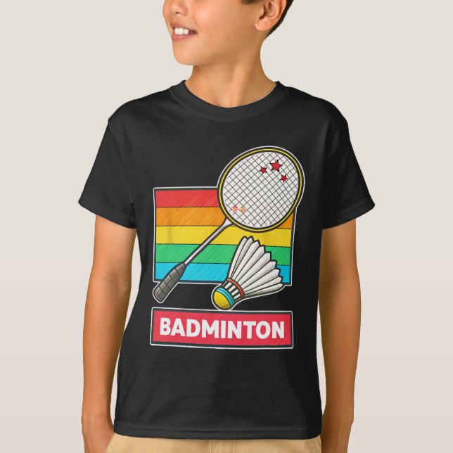 Retro Style Badminton Racket And Shuttle  T-Shirt (Front)