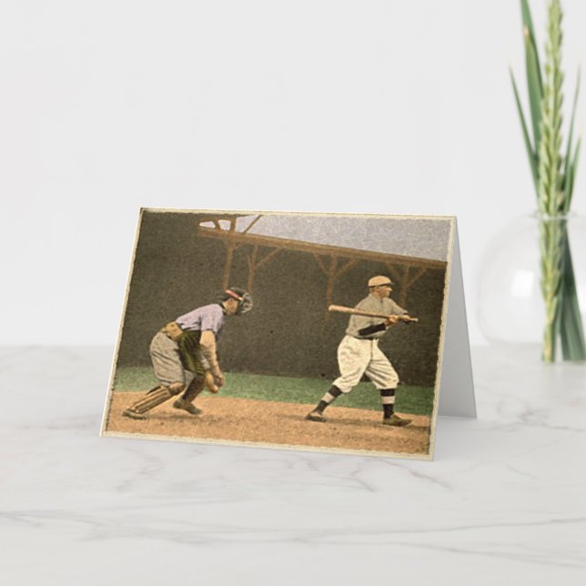 Retro Style Baseball Greetings Card (Front)
