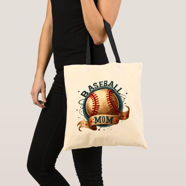 Retro Style Baseball Mum Personalised Tote Bag (Front (Product))