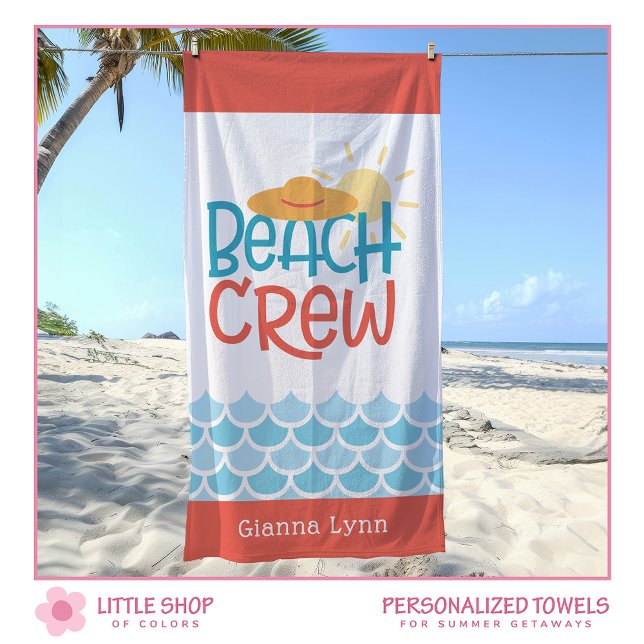 Retro Style Beach Crew Customisable Towel (Creator Uploaded)