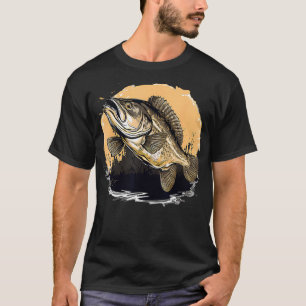 Retro Style Black Drum Fish  T-Shirt