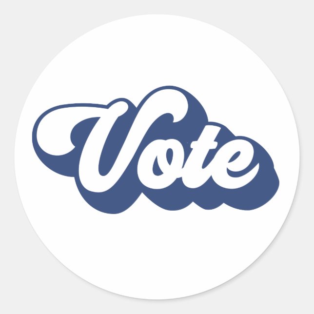 Retro Style blue Vote Sticker (Front)