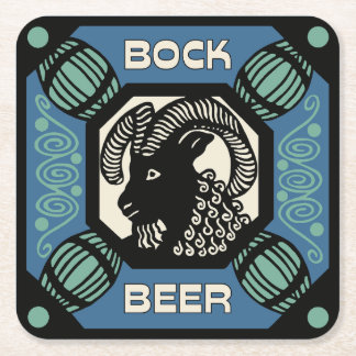 Retro style Bock beer square ad Paper Coaster