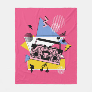 Retro style boombox design fleece blanket