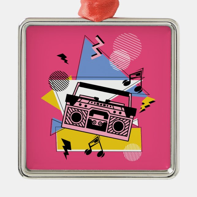 Retro style boombox design metal tree decoration (Front)