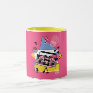 Retro style boombox design mug