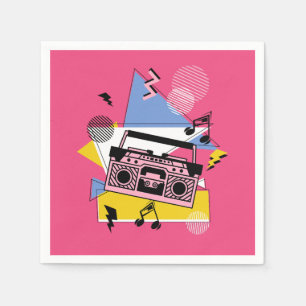 Retro style boombox design napkin