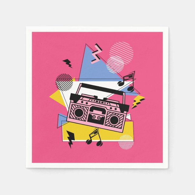 Retro style boombox design napkin (Front)