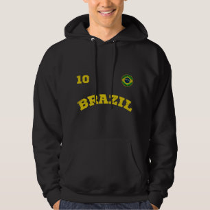 Retro Style Brazil Soccer Team Number 10 Football  Hoodie