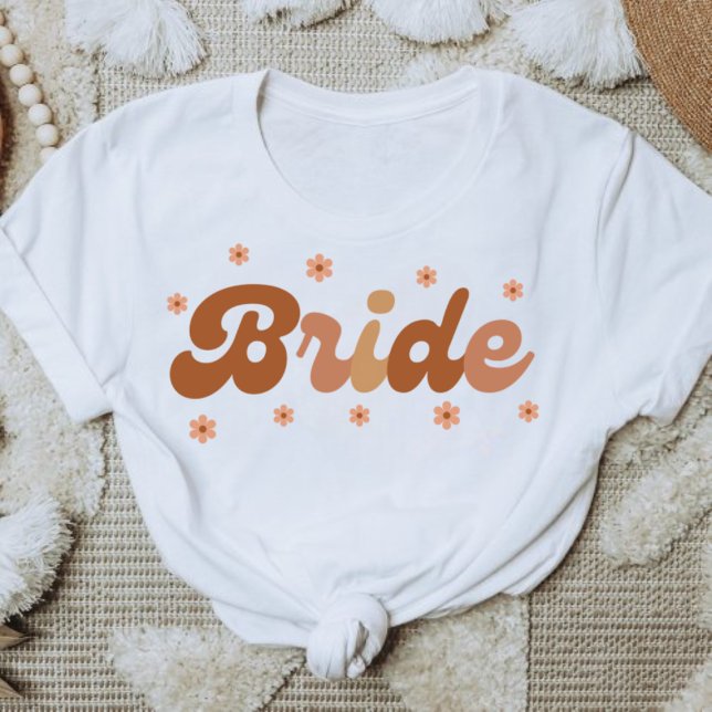 Retro Style Bride with Brown Flowers T-Shirt (Creator Uploaded)
