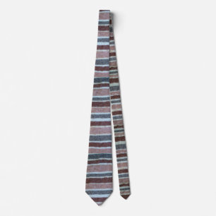 retro style brown and beige knitted stripes neck t tie