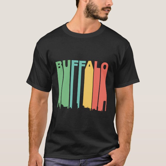 Retro Style Buffalo New York Skyline T-Shirt (Front)