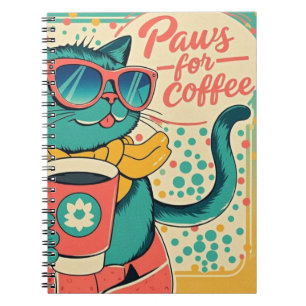 Retro-style cartoon cat wearing oversized sunglass notebook