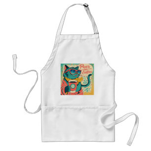 Retro-style cartoon cat wearing oversized sunglass standard apron
