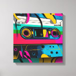 Retro style cassette tape canvas print<br><div class="desc">Retro pop art design on cassette tape in bright colours</div>