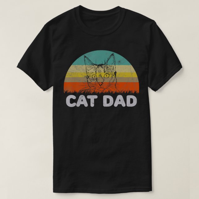 Retro Style Cat Dad  Gift For Cat Lover  T-Shirt (Design Front)